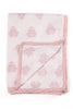 Pink and Aqua hand block printed dohar (summer blanket) in Anya print by Feroza Designs